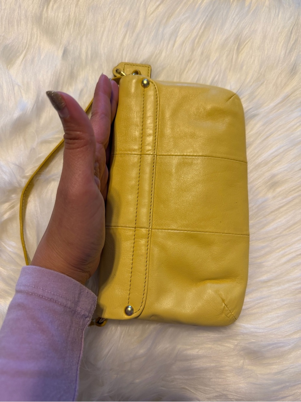 Coach Kristin Mini Shoulder Bag/Clutch/Large Convertible Wristlet Yellow Leather - Picture 9 of 11